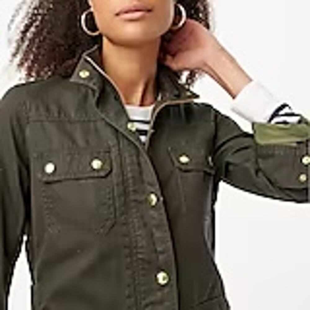 J.crew Resin Coated Twill Field Olive Green Jacket XXS